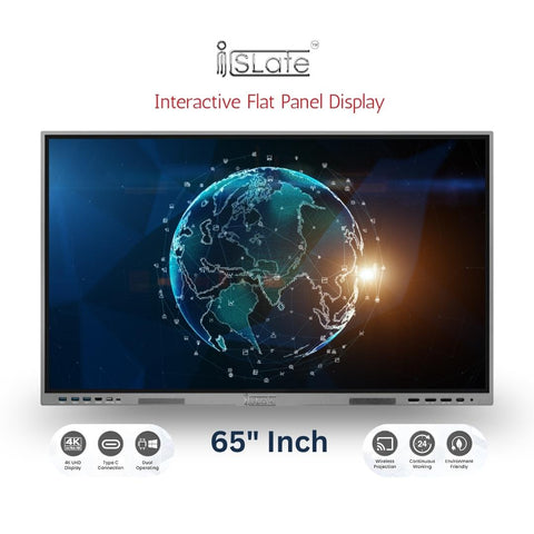 iSLate Interactive Flat Panel E Series 65" Inch | Google Certified 4K Smart Board | 8GB RAM / 128GB ROM