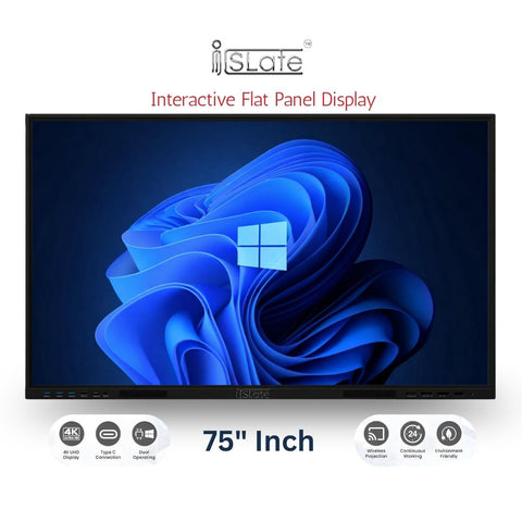 iSLate Interactive Flat Panel E Series 75" Inch | Google Certified 4K Smart Board | 8GB RAM / 128GB ROM