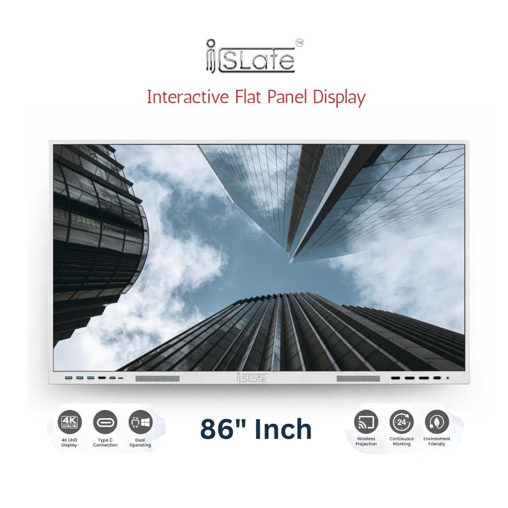 iSLate Interactive Flat Panel E Series 86" Inch | Google Certified 4K Smart Board | 8GB RAM / 128GB ROM