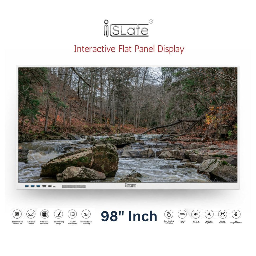 iSLate Interactive Flat Panel E Series 98" Inch | Google Certified 4K Interactive Smart Board | 8GB RAM / 128GB ROM